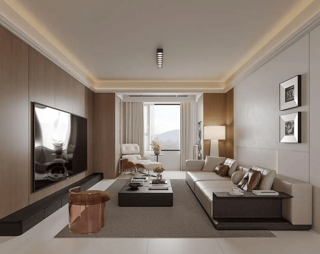 图片[1]-装修效果图，115㎡现代风•做减法装修设计的家-尊装网
