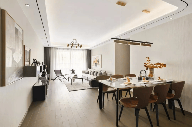 装修效果图 | 129㎡现代轻奢，自然舒适的中性色，华丽精致的档次-尊装网