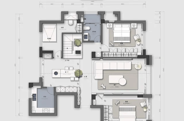 图片[2]-258平方米现代黑白灰装修设计风格效果图-尊装网